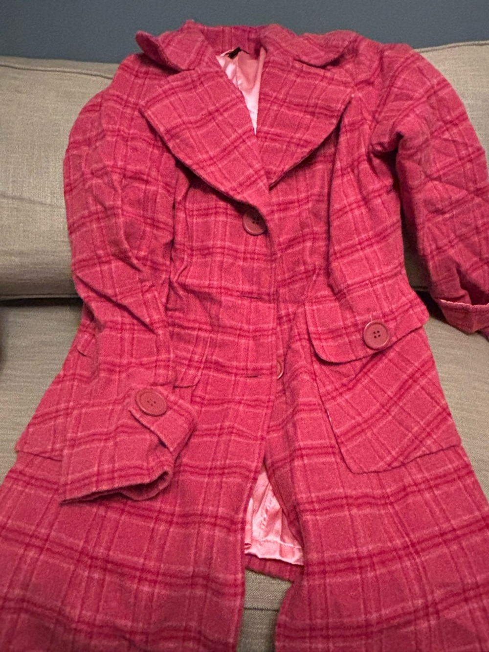 Torrid Red\Pink Plaid Coat Size 1